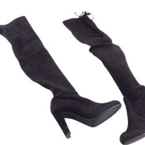 Stuart Weitzman Highland Black Suede Over-the-Knee Boots Women’s Size 8.5 - Picture 4 of 11
